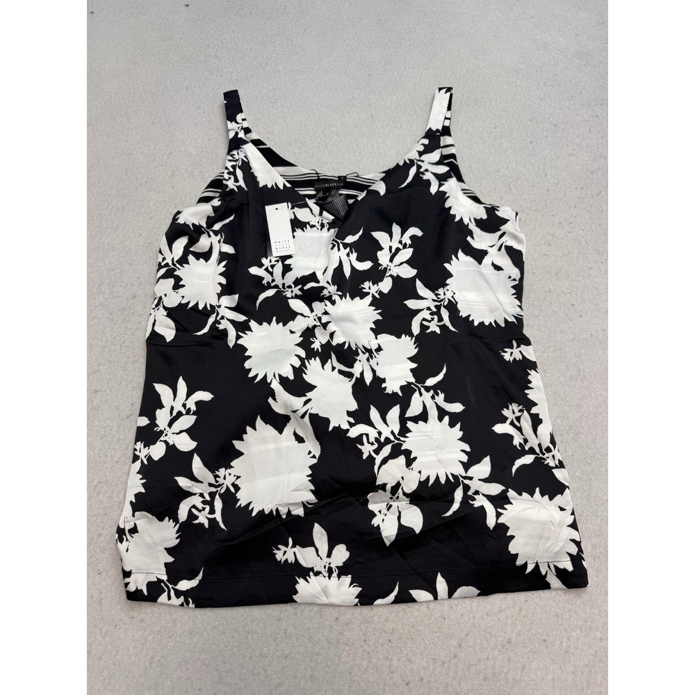 White House Black Market Cami Womens Small Black Sunflower Floral Reversible